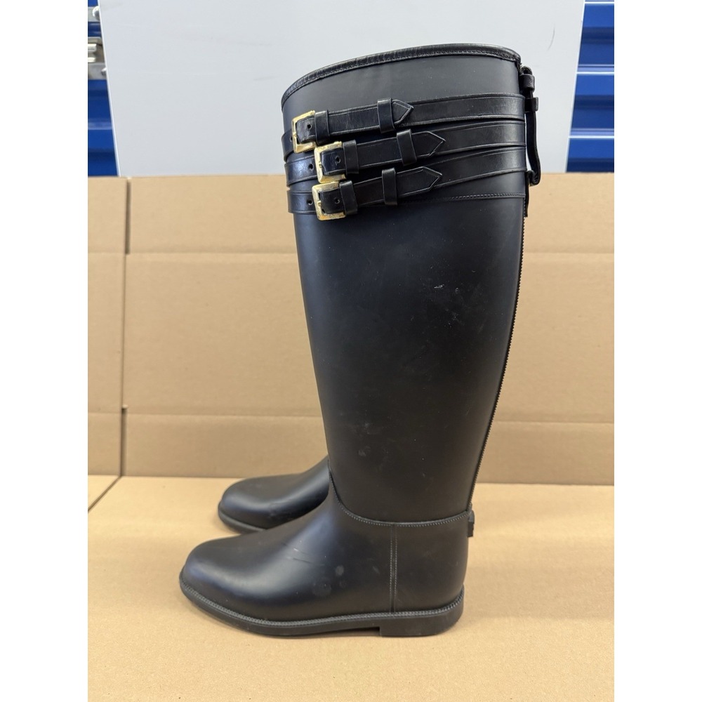 Women's Burberry Black Rubber Knee Rain Boots Size EU 38 / 7.5/8 US - Picture 5 of 9